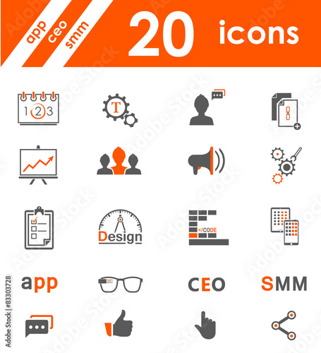 Set of icons app, seo, smm