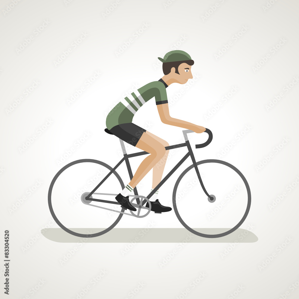 Vintage Cyclist 1 (green) - obrazy, fototapety, plakaty 