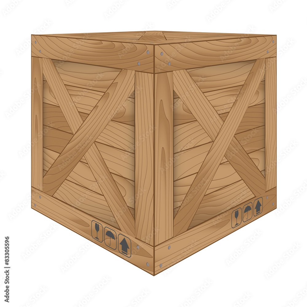 Vector of brown wooden box on white Vector of brown wooden box on white