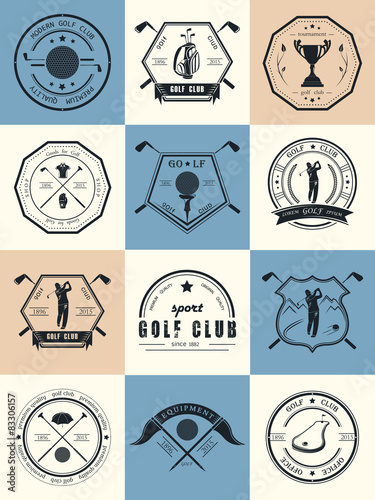 Vector Set Badges Golf