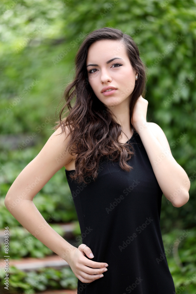 Outdoor portrait of fashion brunette model Outdoor portrait of fashion brunette model