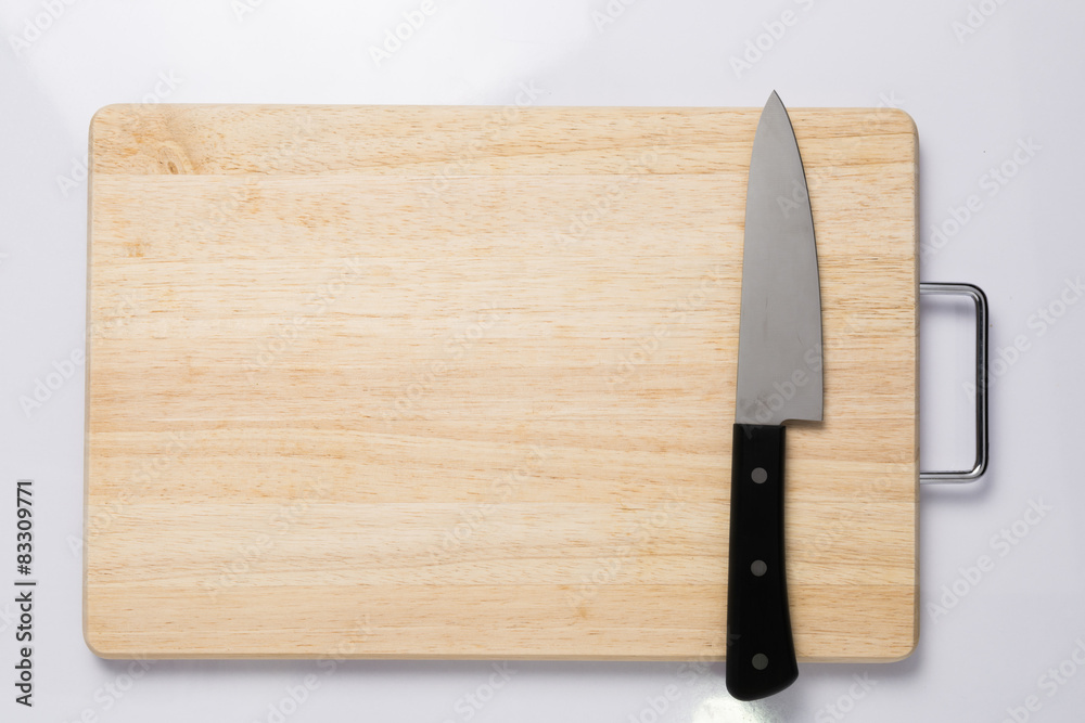 Wooden cutting boards and knives