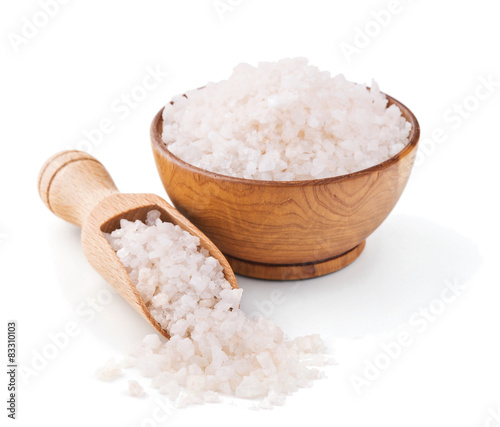 Peruvian pink salt in a wooden bowl
