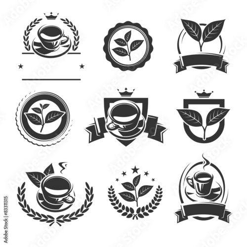 Tea labels and icons set. Vector