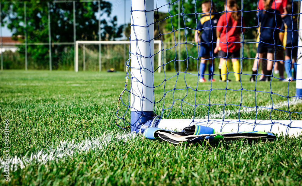 Obraz premium Goalpost detail: waiting for the football match to start