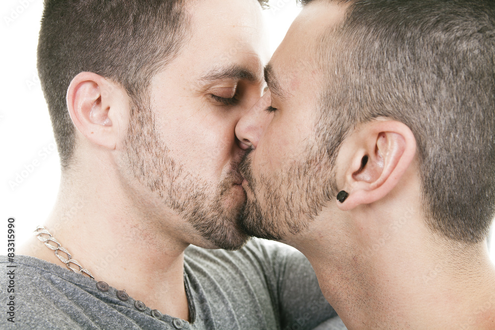 A homosexual couple over a white background A homosexual couple over a white background