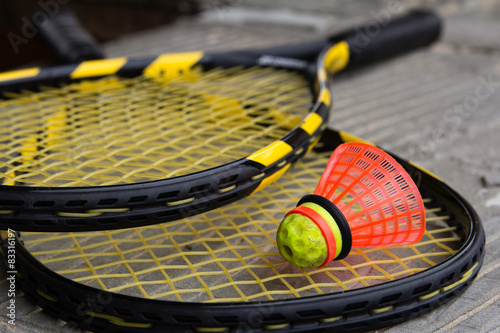 Shuttlecock on speedminton racket