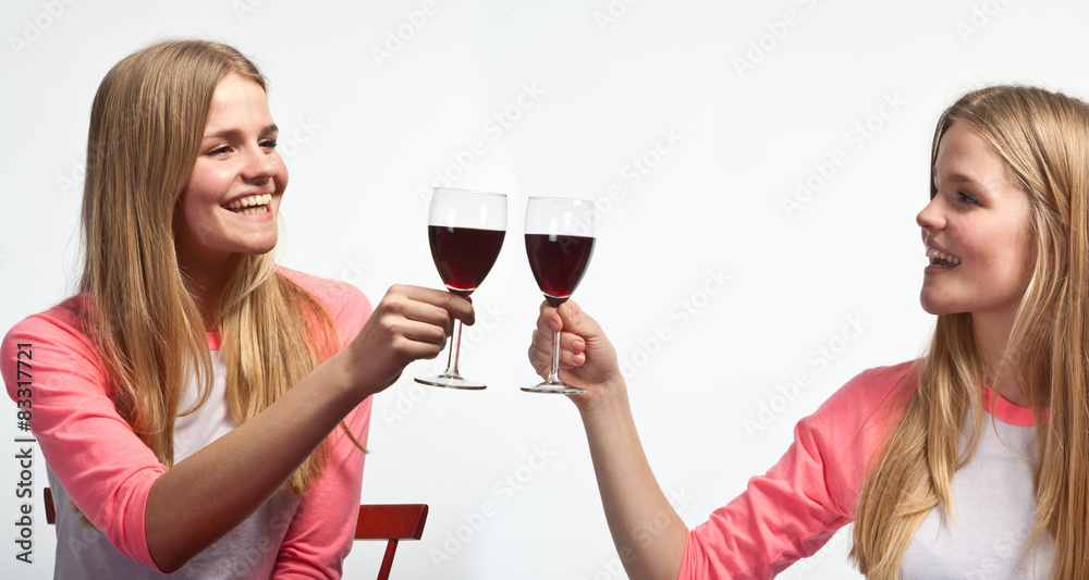 Scandinavian cute young girl drinking wine Scandinavian cute young girl drinking wine