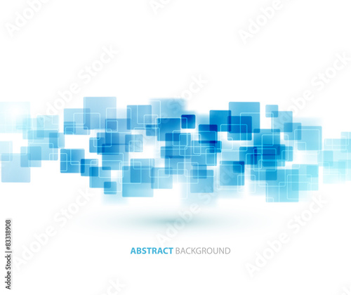 Blue shiny squares technical background. Vector 