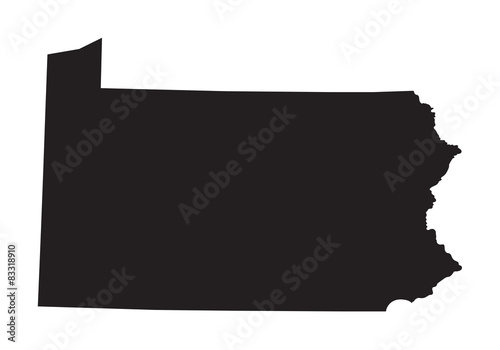 black map of Pennsylvania