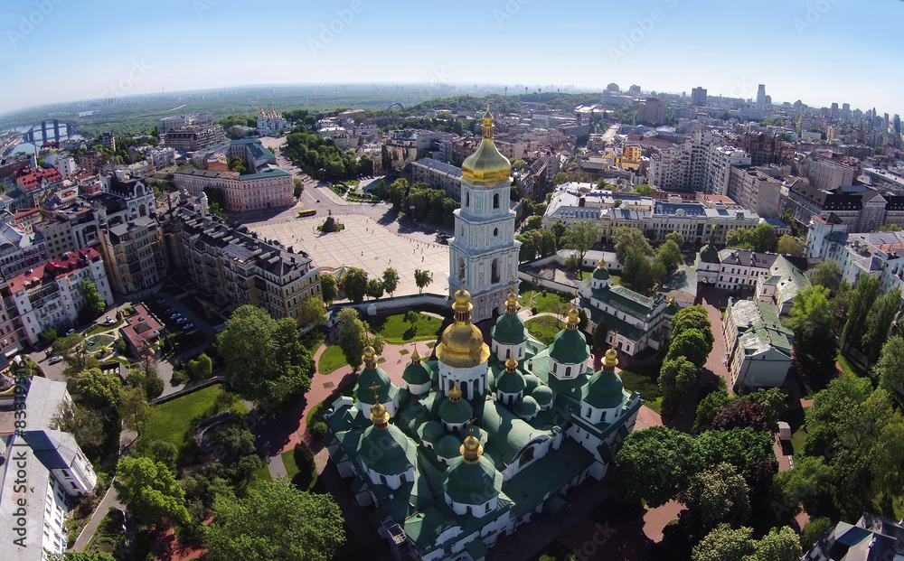 aerial view of Saint Sophia Cathedral in Kiev, Ukraine