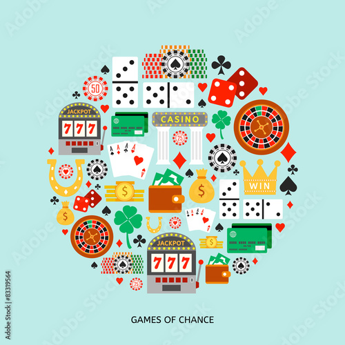 Gambling flat icons set