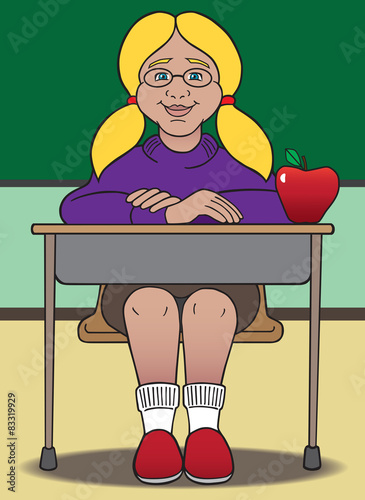 Young female student eager to make a good impression on teacher