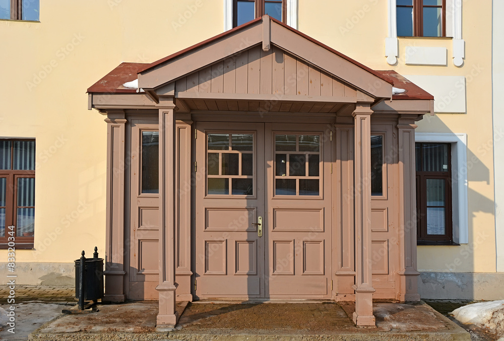 Fototapeta premium Old style wooden porch at the sunny day