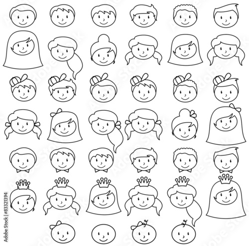 Set of Cute and Diverse Stick People in Vector Format