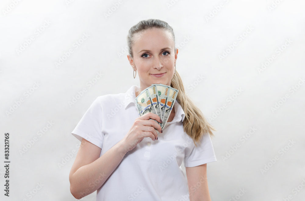 beautiful blonde with money in hand beautiful blonde with money in hand