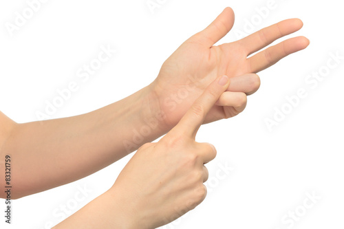 Isolated image with human hand shows gestures