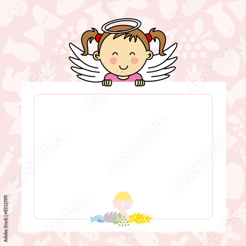  Baby girl with wings. blank space for photo or text