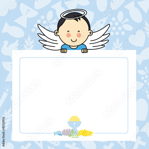 Baby boy with wings. blank space for photo or text