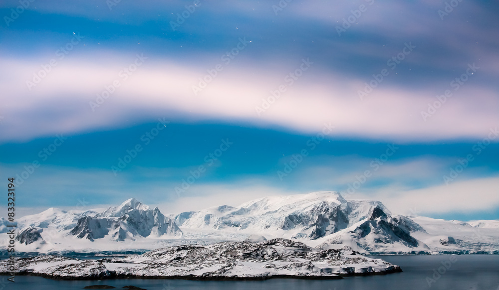 Beautiful snow-capped mountains in Antarctica