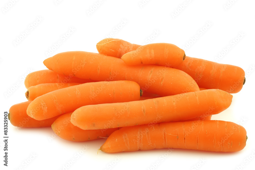 bunch of fresh carrots on a white background bunch of fresh carrots on a white background