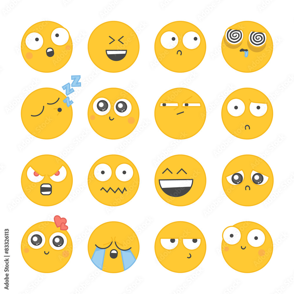 Set of smiley icons with different face. Set of smiley icons with different face.