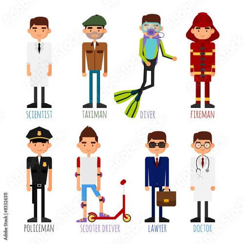 A set of people of different professions.