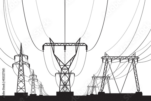 Electrical transmission towers in perspective