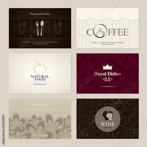 Set of detailed business cards. For cafe and restaurant