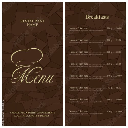 Restaurant menu design