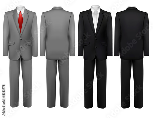 Set of black and grey suits. Vector.