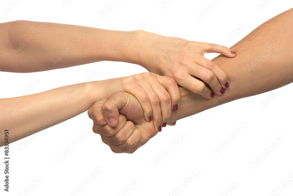 Isolated image with human hand shows gestures Isolated image with human hand shows gestures