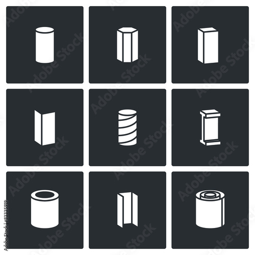 Metallurgical products Vector Icons Set