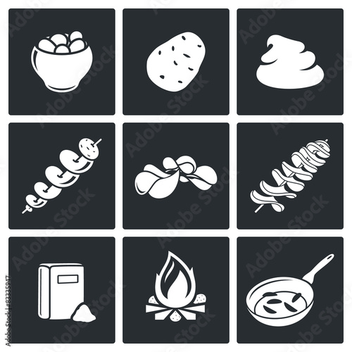 Potato products Vector Icons Set