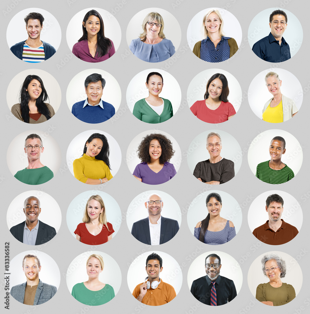 People Faces Portrait Multiethnic Cheerful Group Concept People Faces Portrait Multiethnic Cheerful Group Concept