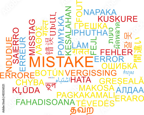 Mistake multilanguage wordcloud background concept