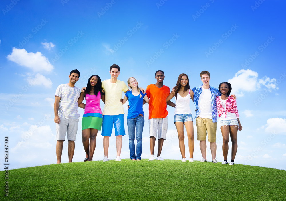 Group Friends Outdoors Diversed Cheerful Fun Concept Group Friends Outdoors Diversed Cheerful Fun Concept