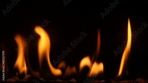 Fireplace burning close up
