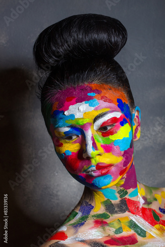Fototapeta Naklejka Na Ścianę i Meble -  Emotions of asian woman with face art