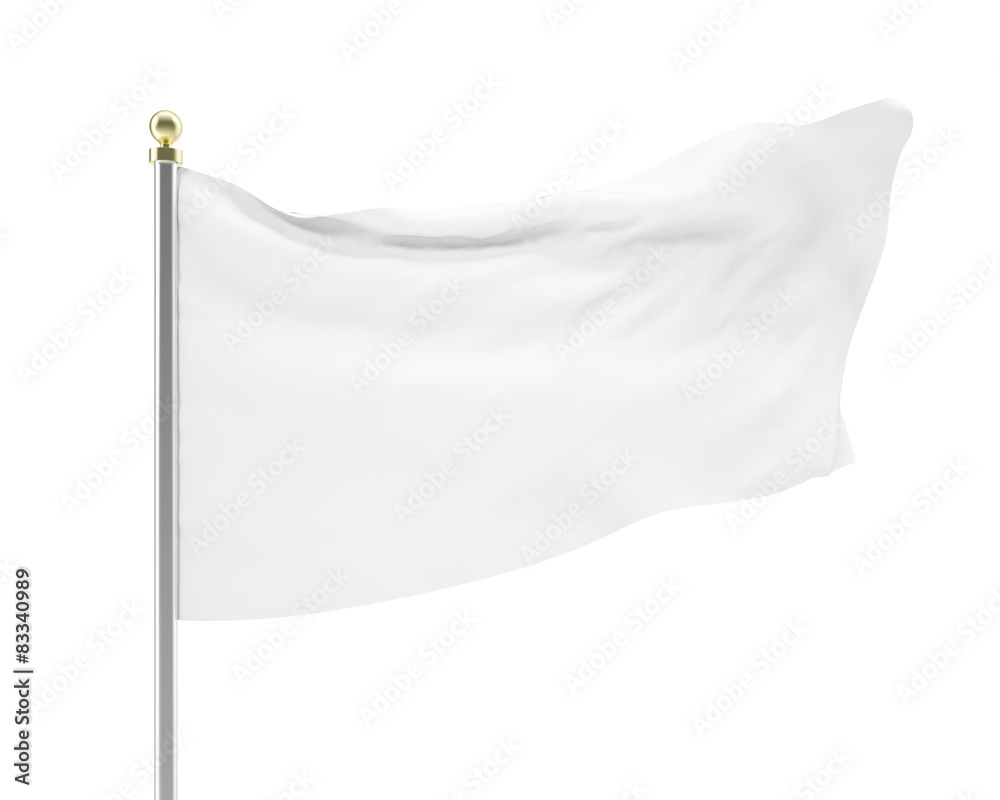3d illustration of an empty white flag developing in the wind 3d illustration of an empty white flag developing in the wind