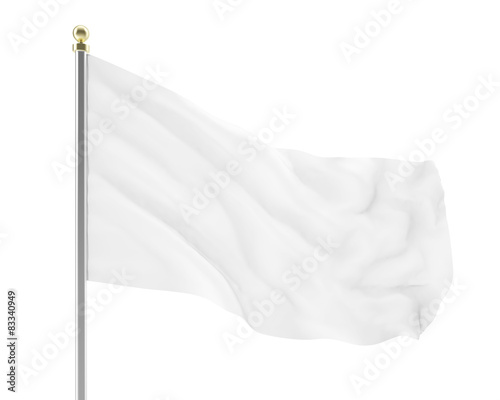 3d illustration of an empty white flag developing in the wind