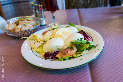  stuffed eggs with mayonnaise in plate