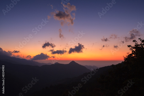 Silhouette Sunset over the Mountains