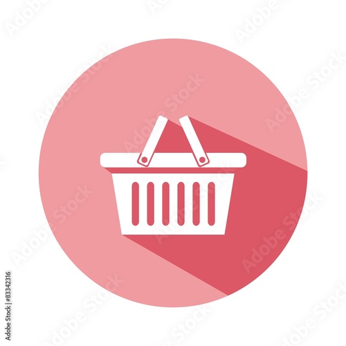 Icono cesta de la compra rosa botón sombra