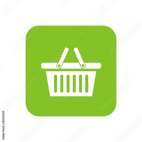 Icono cesta de la compra verde cuadro
