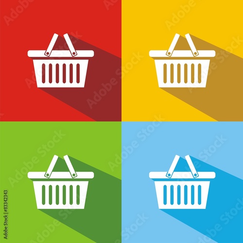 Iconos cesta de la compra colores sombra