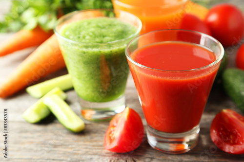 Fresh tomato  carrot and cucumber juice 