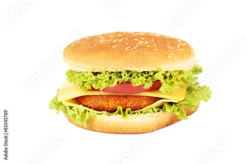 Big burger isolated on white