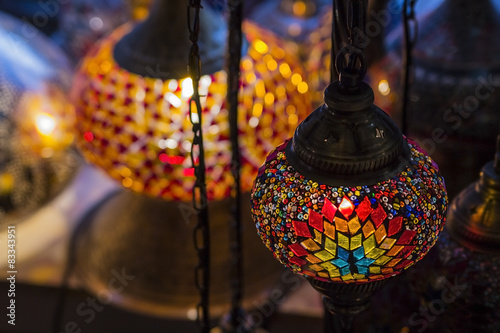 Photography Turkish decorative lamps of mosaics  glass