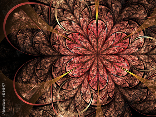 Feminine red fractal flower, digital artwork